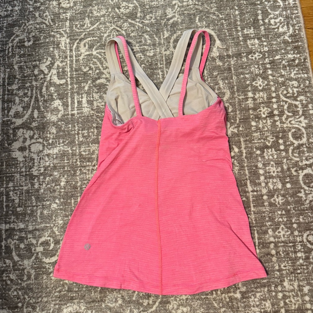 Lululemon Athletica Pink and Cream Tank Top